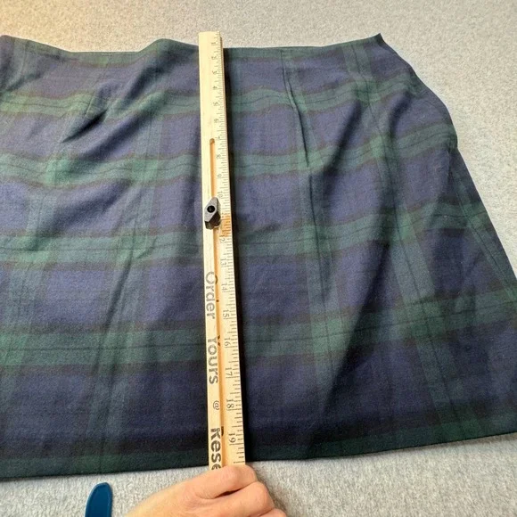 Lauren Ralph Lauren Plaid A Line Skirt Womens 18W Navy Green New - Picture 6 of 7
